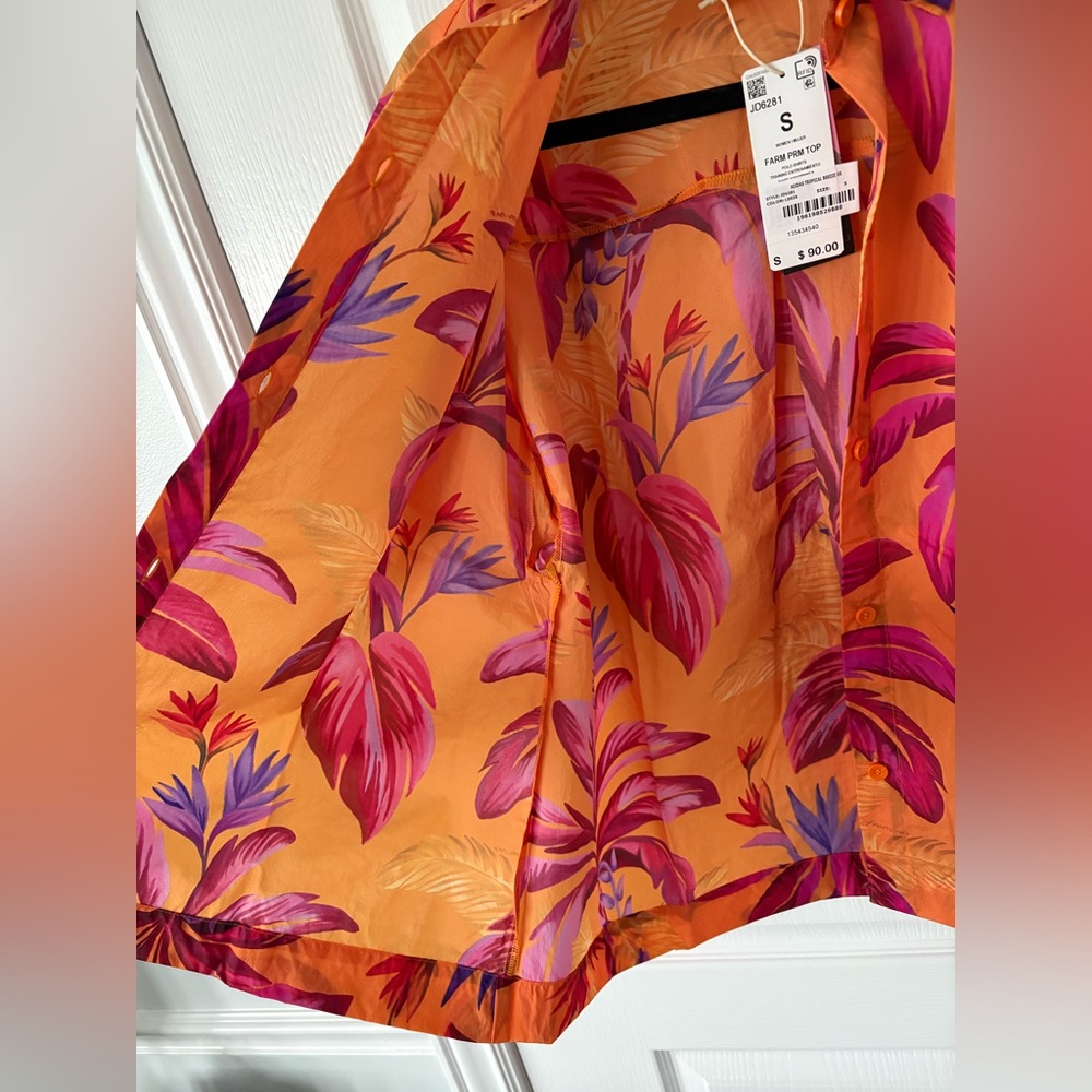 Farm Rio x Adidas Unisex/women’s Orange Floral Shirt size S - Picture 6 of 8